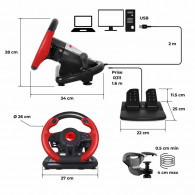 Volant de Course Et Pédale Spirit Of Gamer Pro 1 Pour PC Rouge Volant de Course Et Pédale Spirit Of Gamer Pro 1 Pour PC Rouge