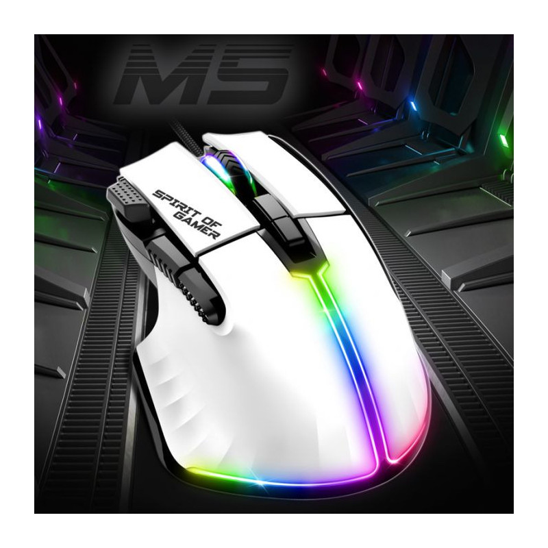 Souris Gaming Sans Fil Spirit Of Gamer PRO-M5 RGB Blanc en Tunisie
