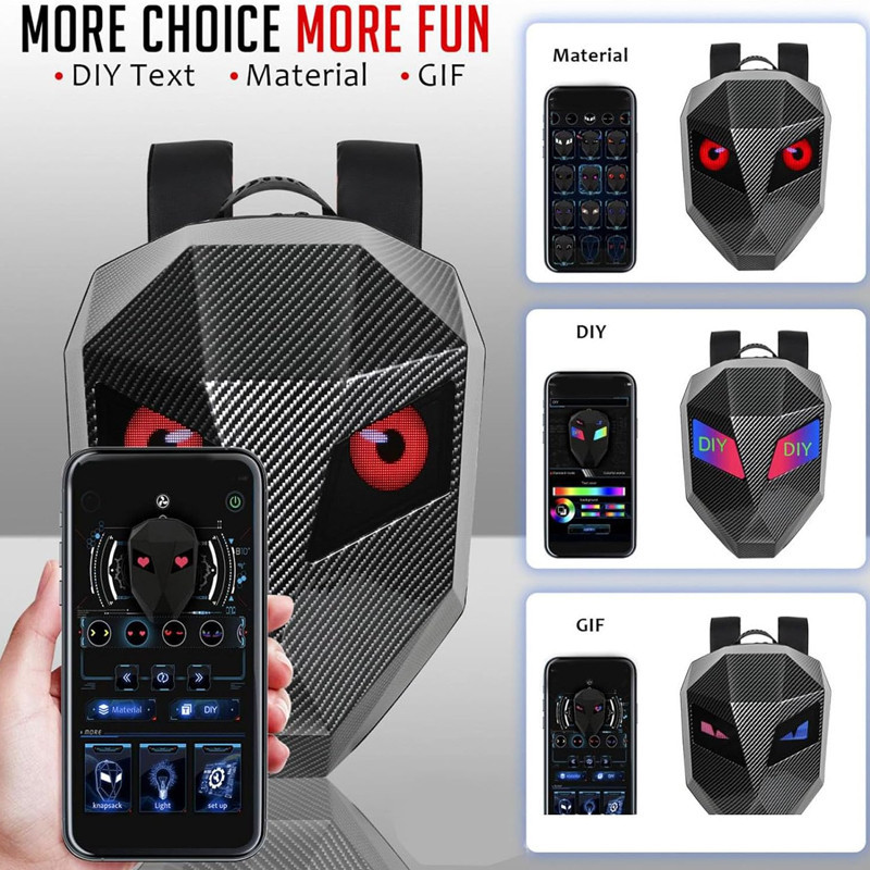 Sac à Dos De Moto LED 18" En Fibre De Carbone Noir en Tunisie