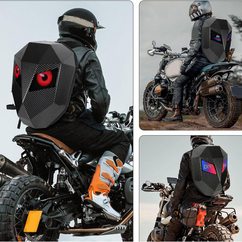 Sac à Dos De Moto LED 18" En Fibre De Carbone Noir en Tunisie