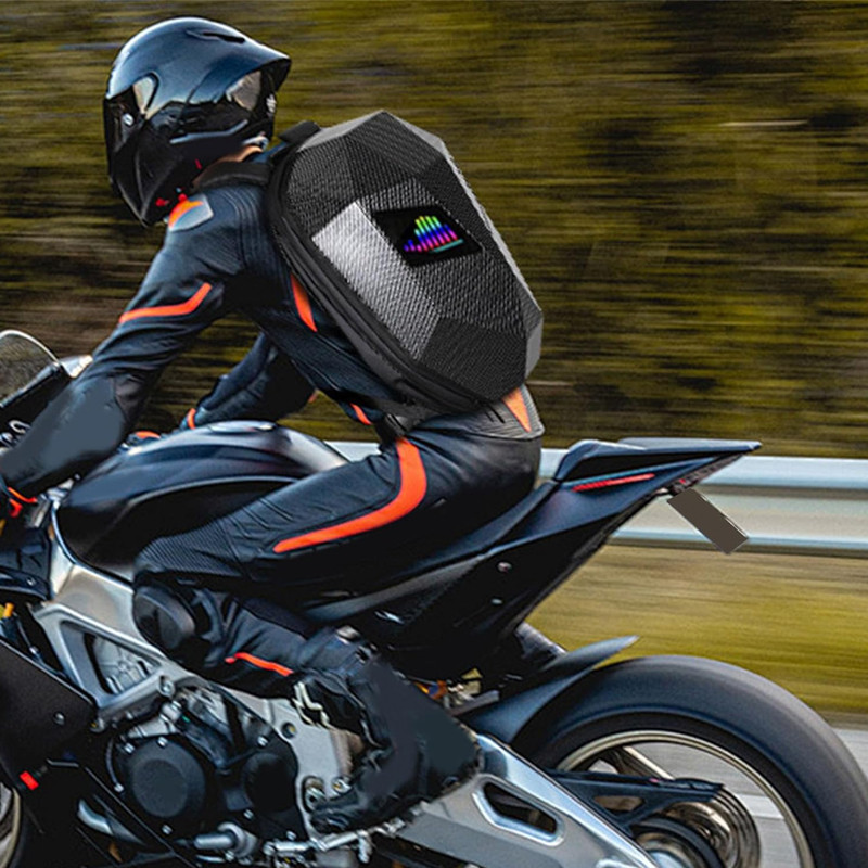 Sac à Dos De Moto LED 18" En Fibre De Carbone Noir en Tunisie