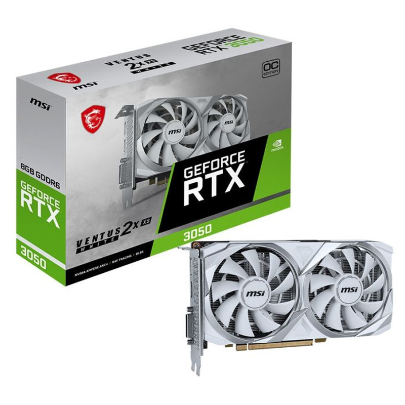 Carte Graphique MSI GeForce RTX 3050 Ventus 2X XS 8Go OC GDDR6 Blanc En Tunisie Carte Graphique MSI GeForce RTX 3050 Ventus 2X XS 8Go OC GDDR6 Blanc En Tunisie