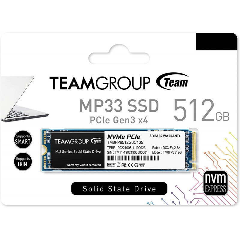 Disque Dur Interne SSD M.2 Team Group MP33 512Go (TM8FP6512G0C101) En Tunisie Disque Dur Interne SSD M.2 Team Group MP33 512Go (TM8FP6512G0C101) En Tunisie