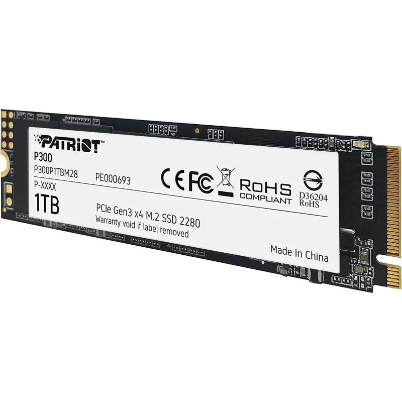 Disque Dur SSD Patriot P300 1To NVMe M.2 PCIe Noir En Tunisie