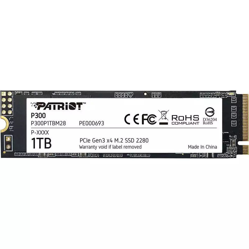 Disque Dur SSD Patriot P300 1To NVMe M.2 PCIe Noir En Tunisie