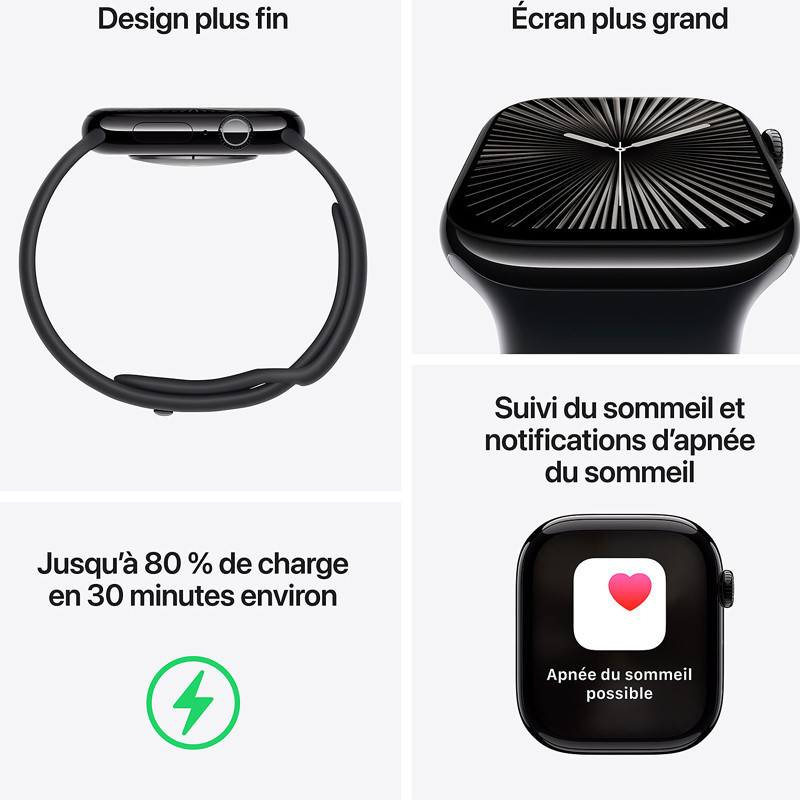Apple Watch Series 10 GPS 46mm Aluminium Noir en Tunisie