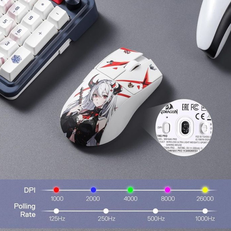 Souris Gamer Sans Fil Redragon K1NG AK PRO M916AK Blanc En Tunisie
