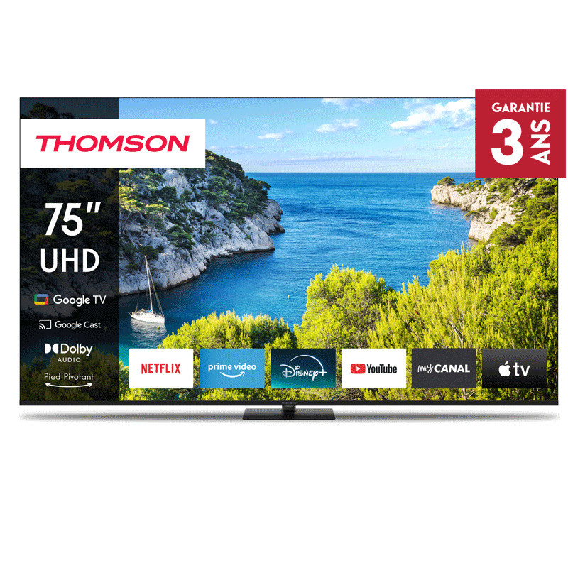 Tv Thomson 75" 75UG5C14 UHD Google Tv Noir en Tunisie Tv Thomson 75" 75UG5C14 UHD Google Tv Noir en Tunisie