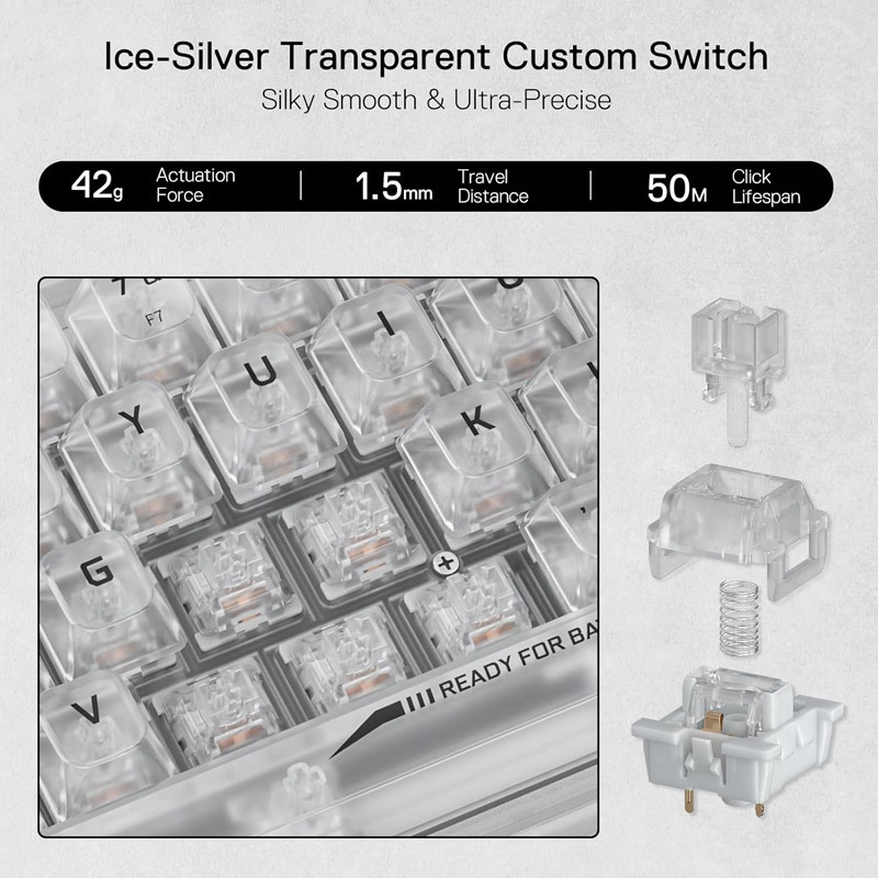 Clavier Gamer Mécanique Redragon Fizz K617 RGB Transparent