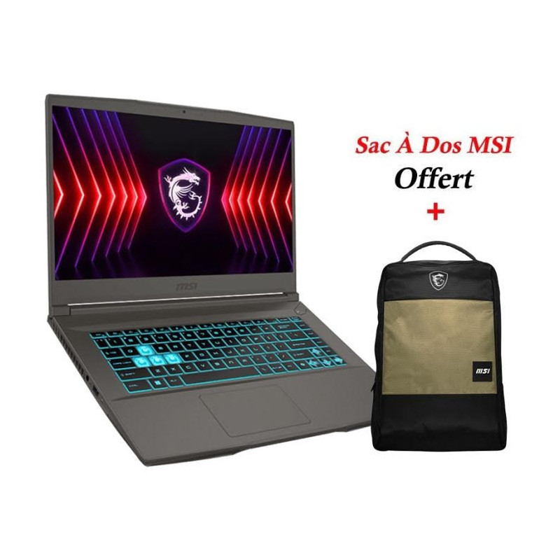 Pc Portable Gamer MSI Thin 15 B13UCX i7 13Gén 8Go 512Go SSD en Tunisie