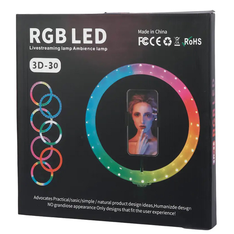 Ring Light RGB 3D 12 Pouces Noir en Tunisie