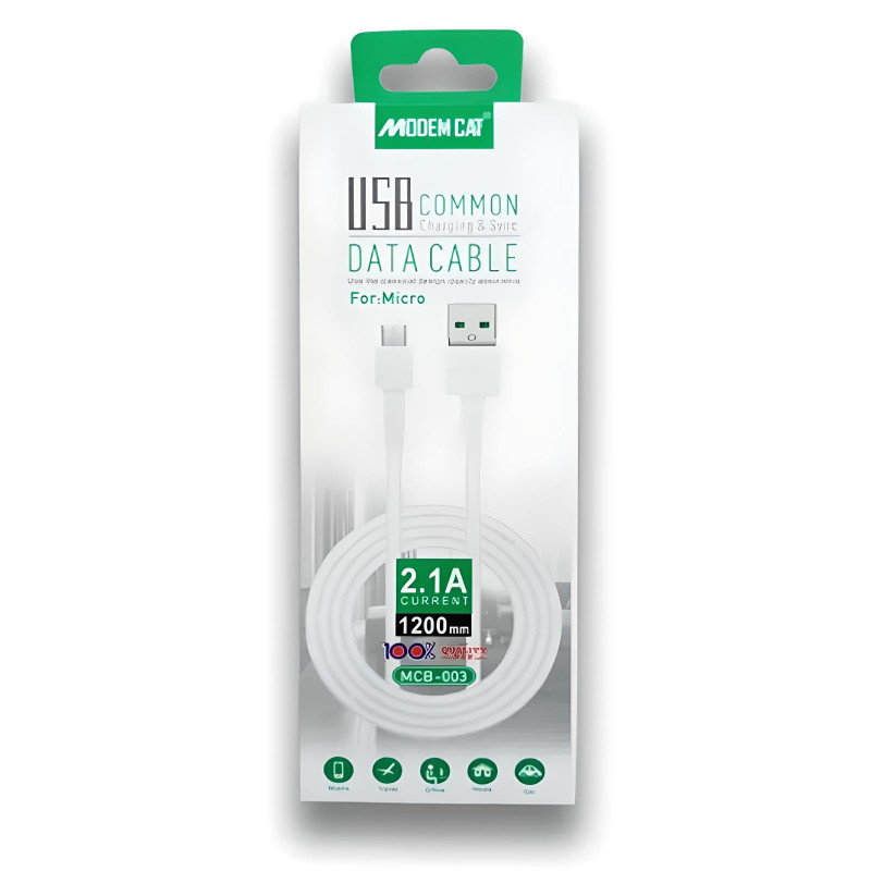 Câble Chargeur Modemcat MCB-003 Micro USB Blanc