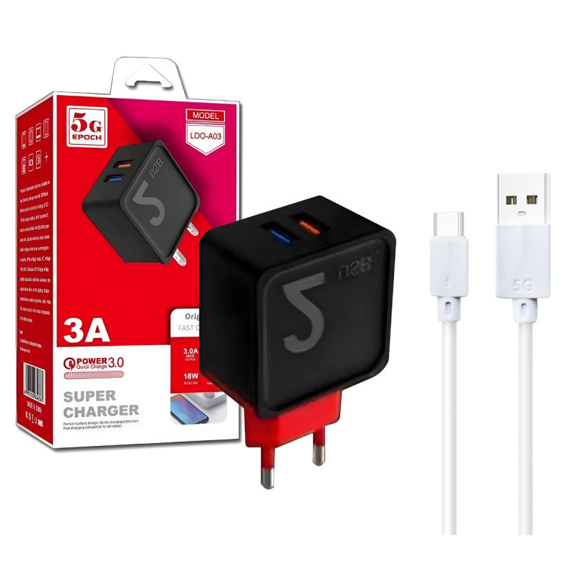 Chargeur B03 Type-C 18W Noir en Tunisie