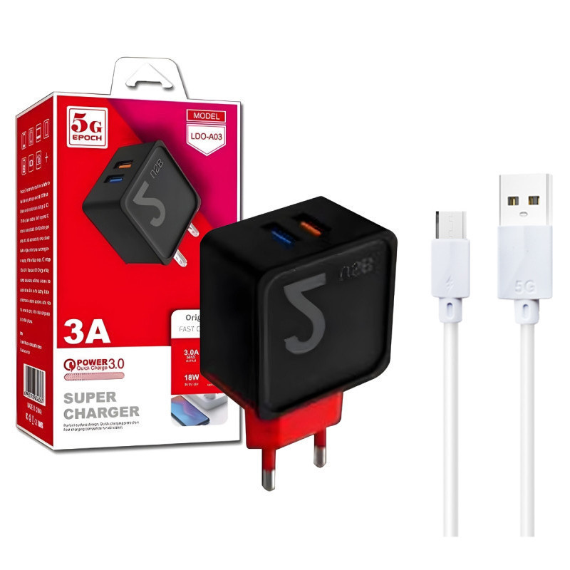 Chargeur B03 Micro-USB 18W Noir en Tunisie Chargeur B03 Micro-USB 18W Noir en Tunisie