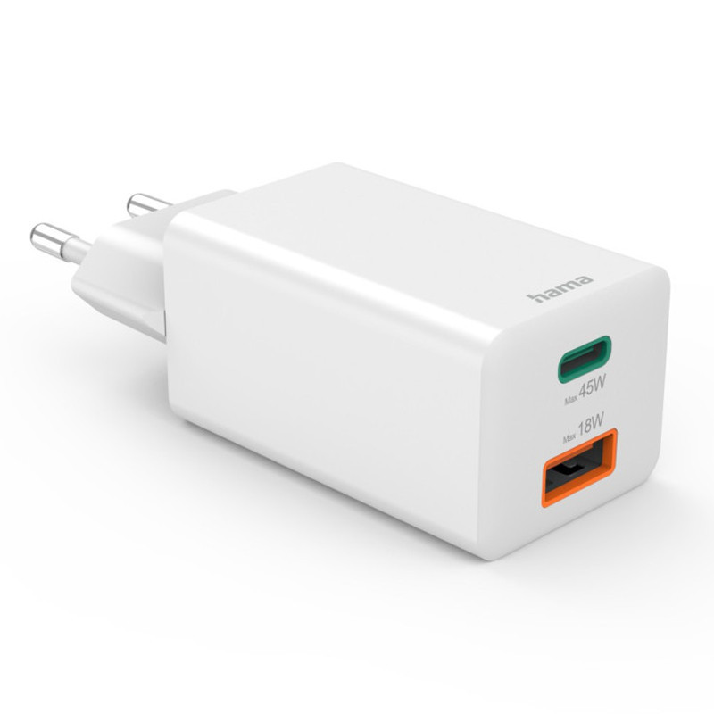 Adaptateur Chargeur Hama 2 Ports USB Type-C 45W Blanc en Tunisie Adaptateur Chargeur Hama 2 Ports USB Type-C 45W Blanc en Tunisie