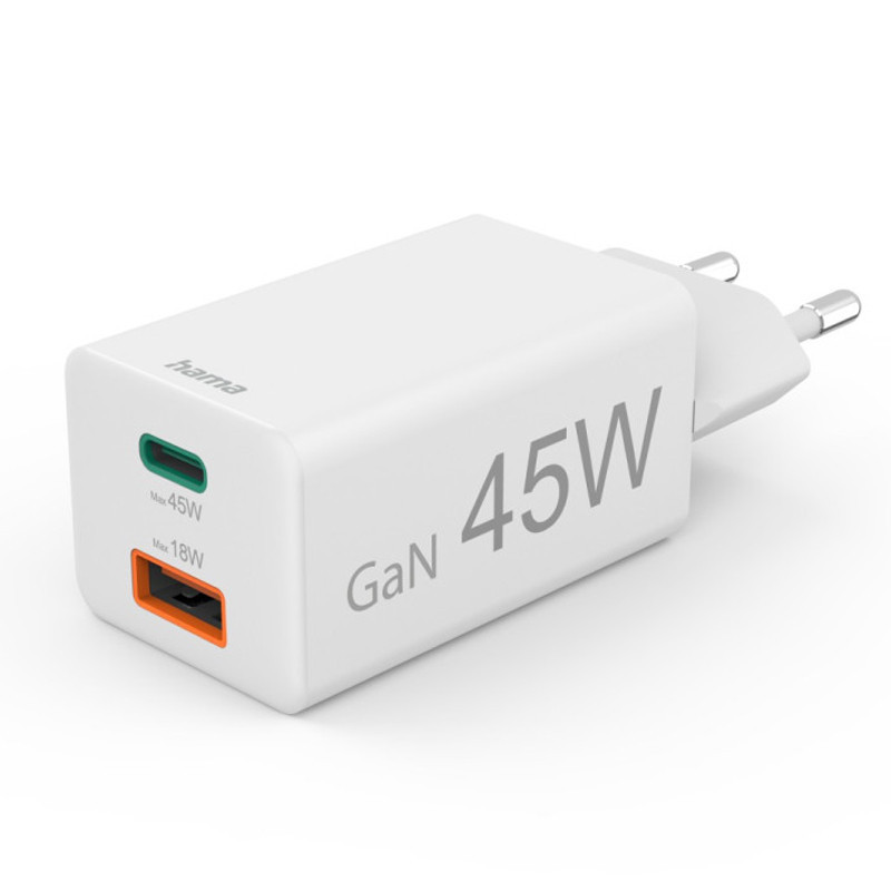Adaptateur Chargeur Hama 2 Ports USB Type-C 45W Blanc en Tunisie