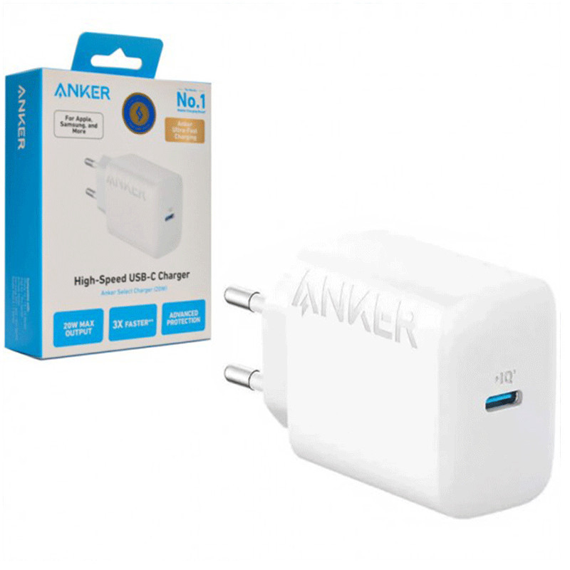 Adaptateur Chargeur Anker Type C 20W Blanc en Tunisie