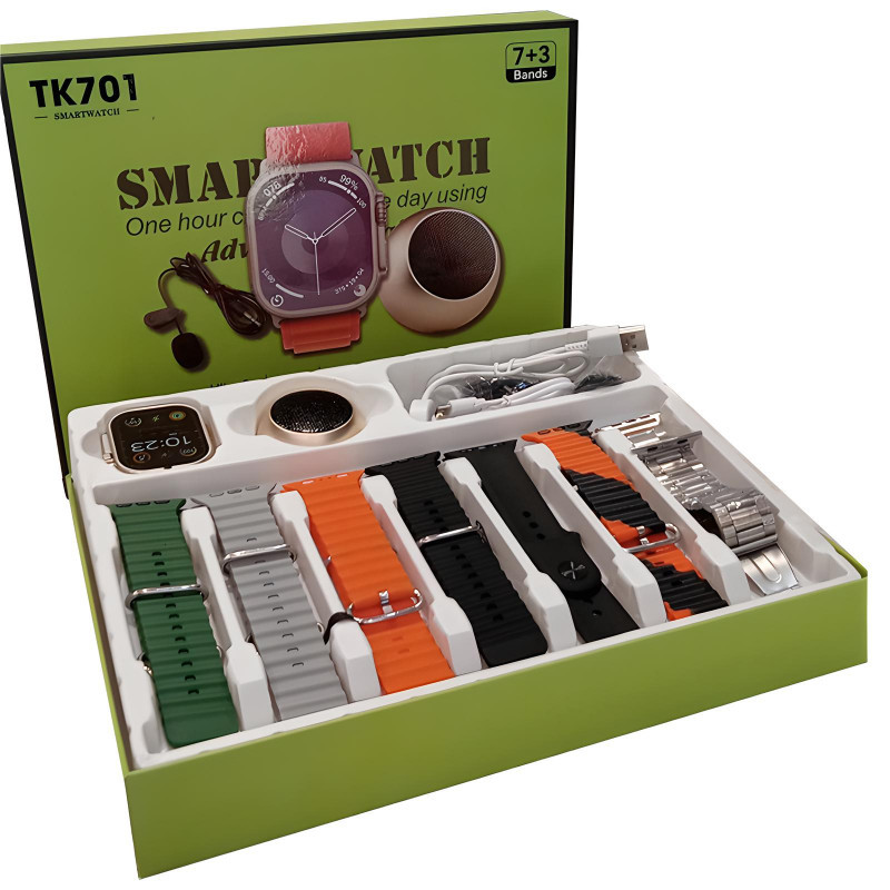Coffret Montre Connectée TK701 Ultra 2 + Mini Speaker + Microphone Silver en Tunisie