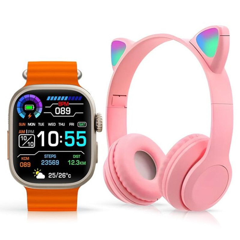 Coffret Montre Connectée TK702 Ultra 2 + Casque Silver en Tunisie