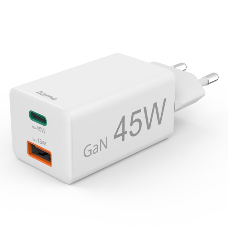 Adaptateur Chargeur Hama 2 Ports Type-C 45W Blanc en Tunisie
