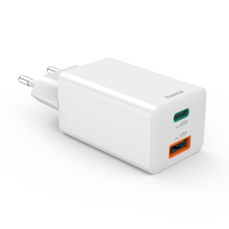 Adaptateur Chargeur Hama 2 Ports Type-C 45W Blanc en Tunisie