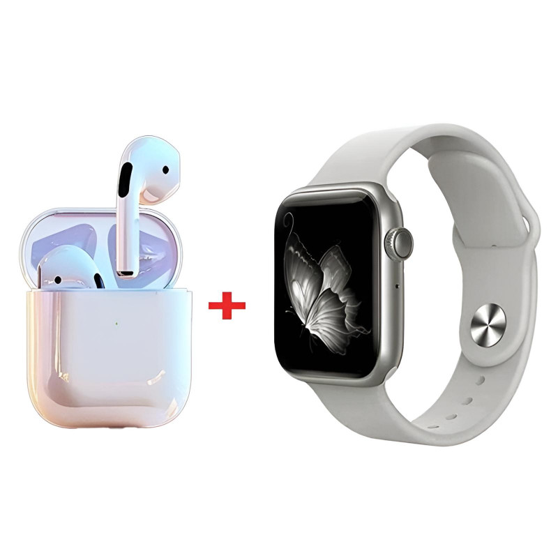 Montre Connectée W26 Pro Max Série 8 + Earbuds Silver en Tunisie