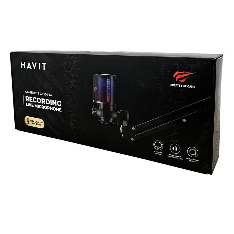 Microphone Gamer Havit GK50 Pro RGB avec Support Noir En Tunisie