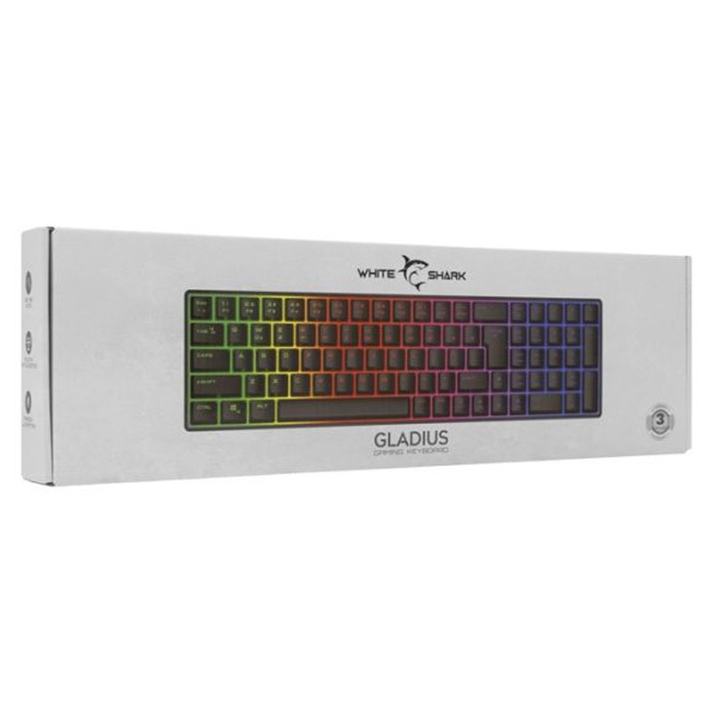 Clavier Gamer White Shark GLADIUS RGB Noir en Tunisie