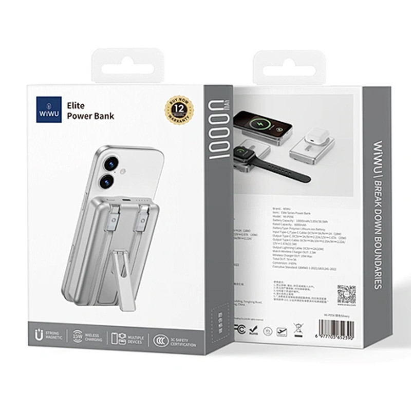 Power Bank WIWU Elite PO56 10000 mAh Blanc En Tunisie