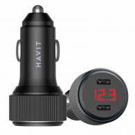 Chargeur Allume Cigare Havit Aluminium CC2014 60W Noir