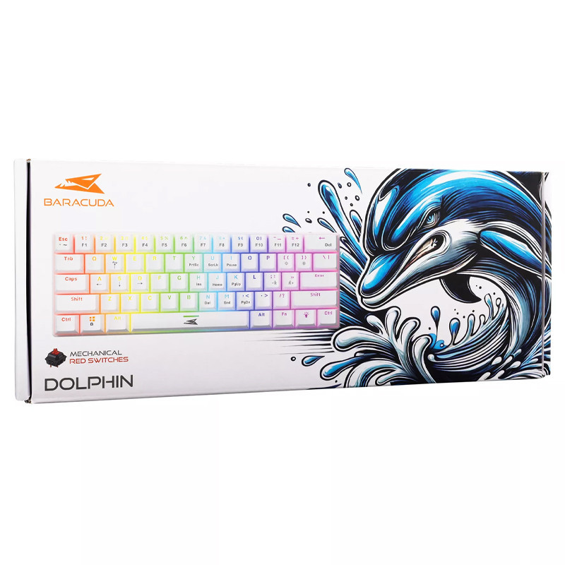 Clavier Gamer Baracuda BGK-03211 Dolphin Red Switch Blanc en Tunisie