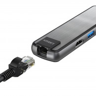 Adaptateur Airsky 6En1 Type-C Vers HDMI + USB + USB-C + RJ45 Gris En Tunisie Adaptateur Airsky 6En1 Type-C Vers HDMI + USB + USB-C + RJ45 Gris En Tunisie
