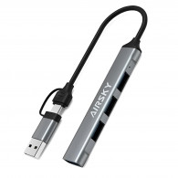 Hub USB Airsky 4EN1 USBA/USB-C Vers USB-A Gris