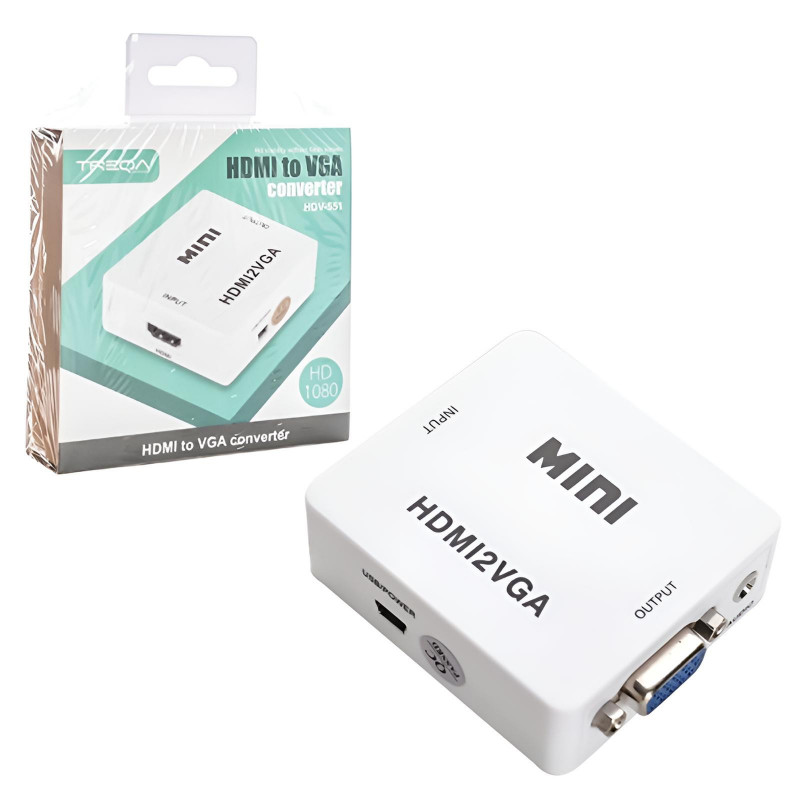 Convertisseur TREQA HDMI Vers VGA Blanc En Tunisie