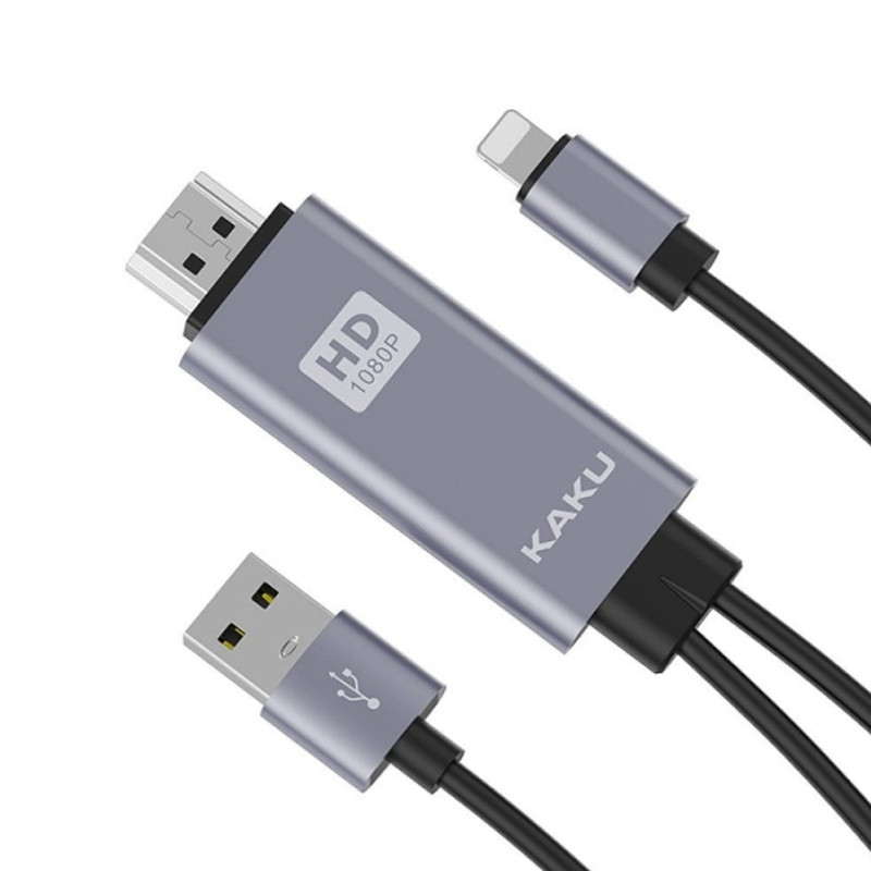 Adaptateur Kaku KSC-556 3En1 USB/Lightning vers HDMI 4K Gris en Tunisie