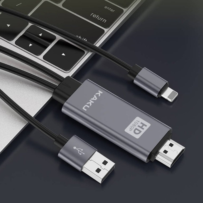 Adaptateur Kaku KSC-556 3En1 USB/Lightning vers HDMI 4K Gris en Tunisie