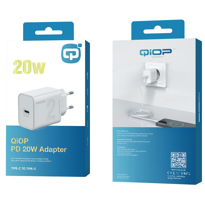 Tête Chargeur Qiop Type C 20W Blanc En Tunisie