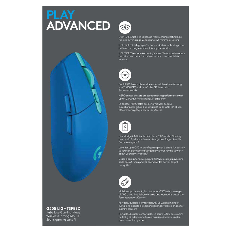 Souris Gamer Logitech G305 Lightspeed RGB Bleu en Tunisie