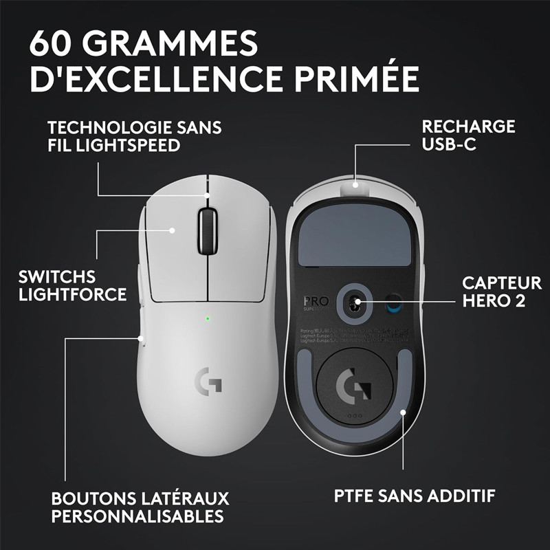 Souris Gamer Logitech G Pro X Superlight 2 Blanc en Tunisie