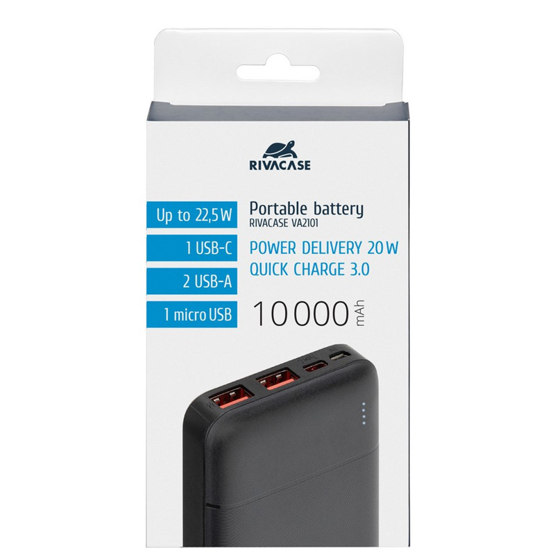 Power Bank Rivacase 10000 mAh Noir En Tunisie