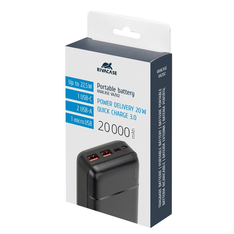 Power Bank Rivacase VA2102-BK 20000 mAh Noir En Tunisie