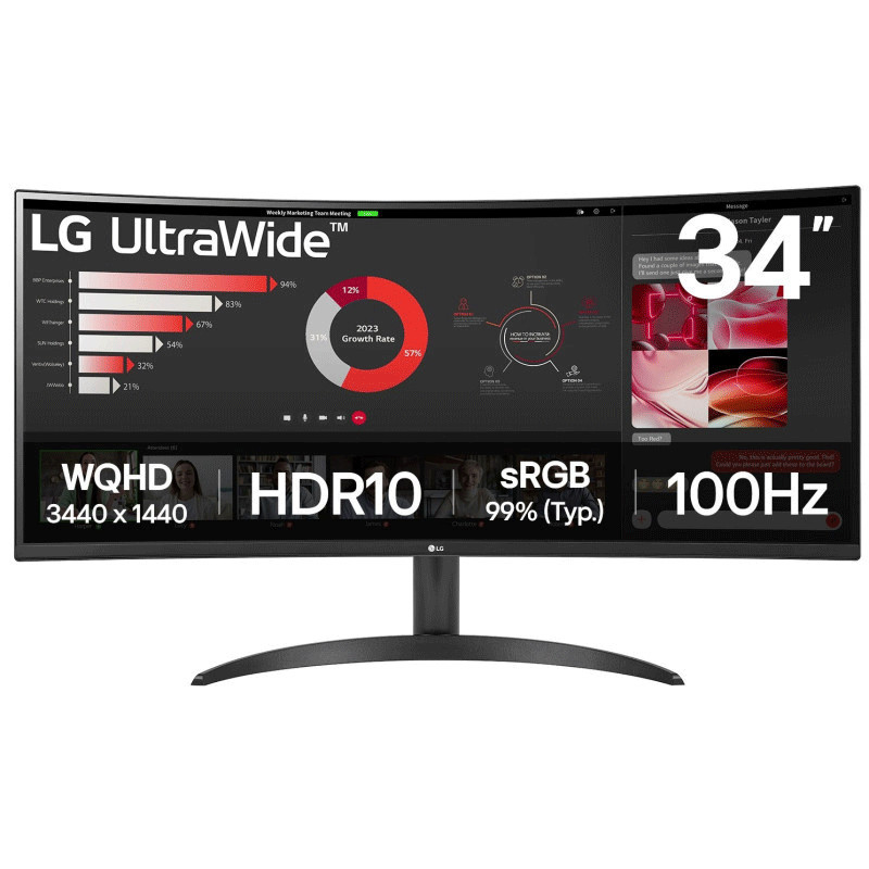 Ecran Gamer LG 34WR50QK 34" UWQHD Incurvé 100Hz VA Noir en Tunisie