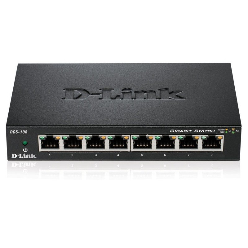 Switch D-Link 8 Ports Gigabit 10/100/1000 MBPS Métallique (DGS-108/E) En Tunisie