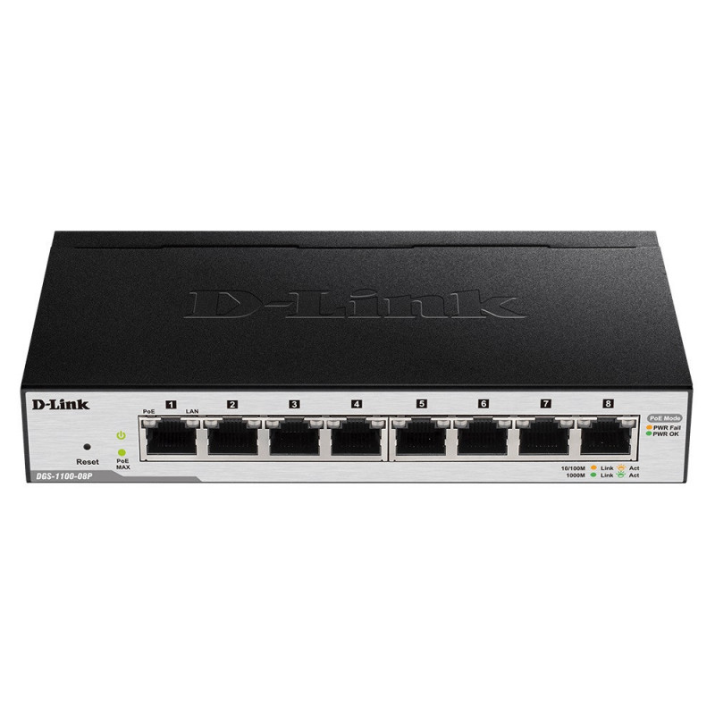 Switch D-Link DGS-1100-08P 8 Ports Gigabit PoE Smart Managed Noir En Tunisie