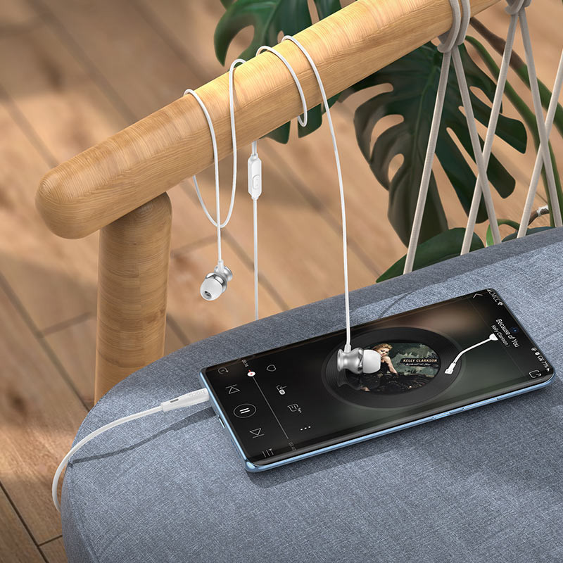 Écouteur Filaire Hoco M106 Metal Blanc en Tunisie