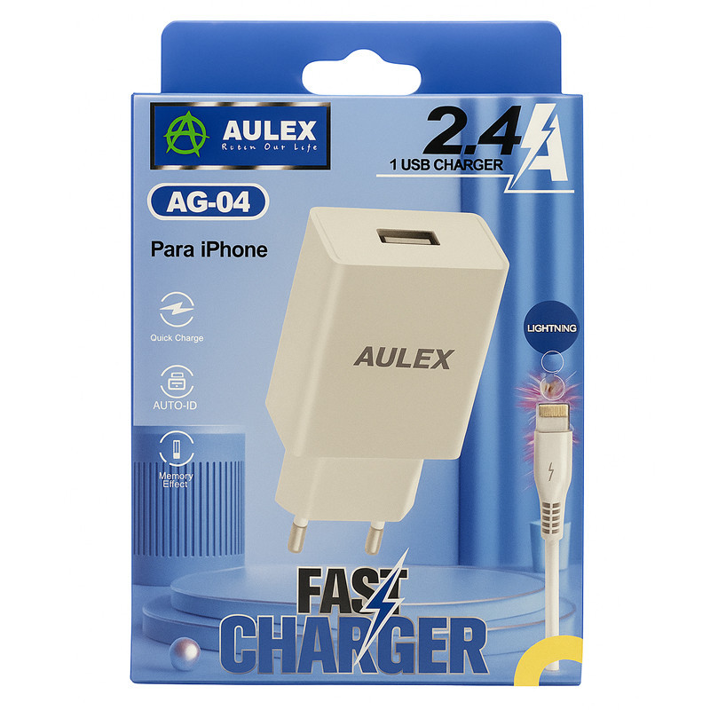 Chargeur Smartphone Aulex Avec Cable Lightning Blanc En Tunisie