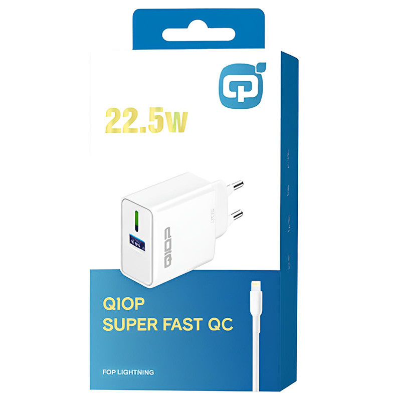 Tête Chargeur Qiop Lightning 22.5W Blanc En Tunisie