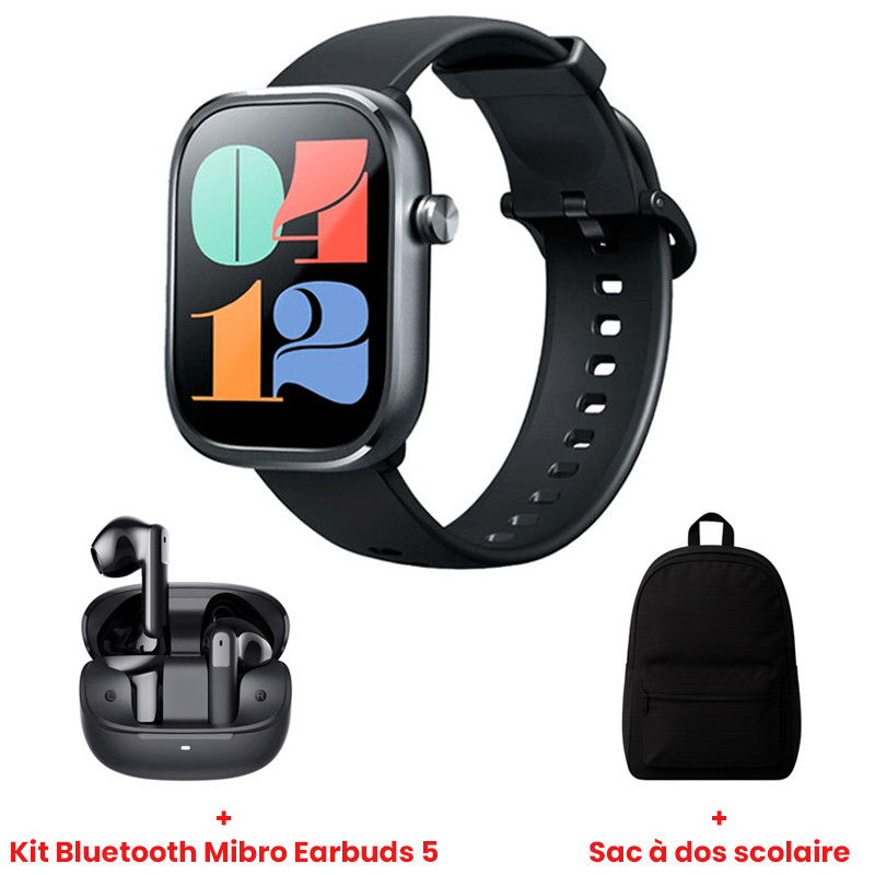 Pack Mibro Montre Connectée C4 + Earbuds 5 Noir en Tunisie
