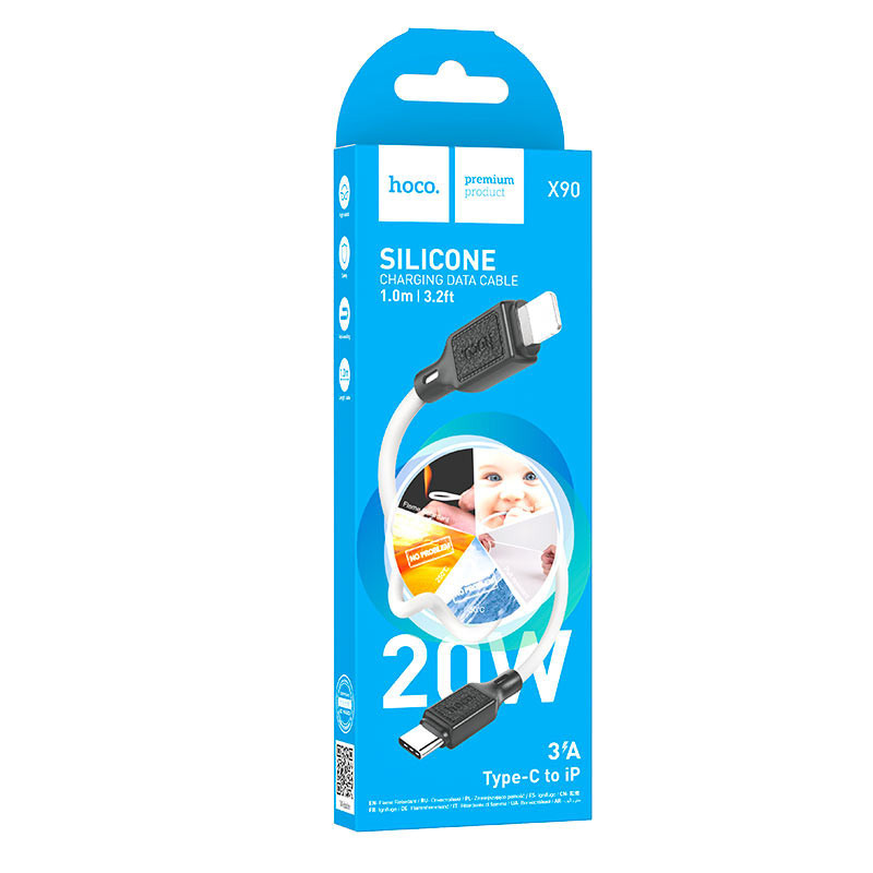 Câble Chargeur Hoco X90 Type-C Vers Lightning 20W Blanc En Tunisie