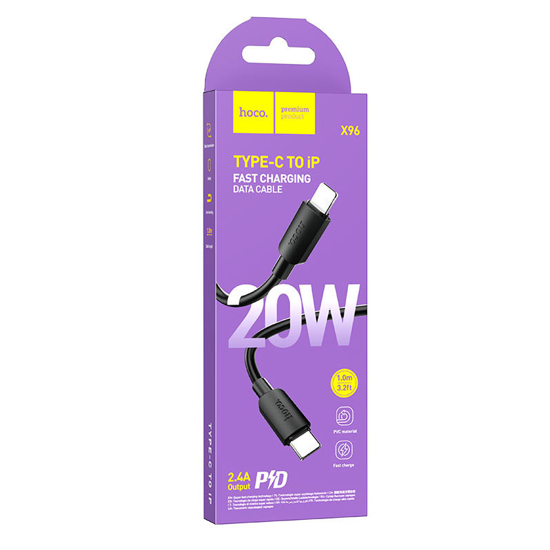 Câble Chargeur Hoco X96 Type-C Vers Lightning 20W Noir En Tunisie